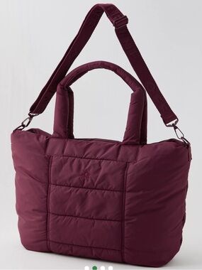 Offline Quilted Puffer Tote Bag in Deep Burgundy - Women